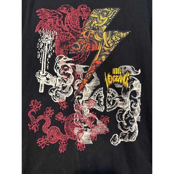 Rebel Vengeance A graphic-T Punk/Skull Snake Bird Dragon Medium Black T-Shirt - Picture 2 of 5